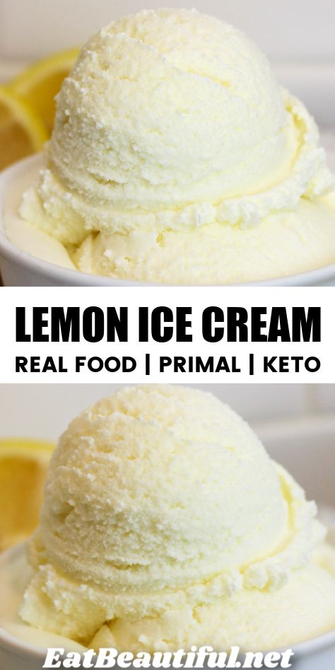 Fresh homemade Lemon Ice Cream has just 4 ingredients and is utterly creamy and refreshing. This tart treat is like homemade frozen yogurt when served soft serve, or chill and scoop for a tangy, unforgettable, satisfying dessert treat! Primal, Keto, Low Oxalate, Low Salicylate, Ancestral, GAPS and VAD. | Eat Beautiful | lemon ice cream | keto | real food | refined sugar free || #lemonicecream #sugarfree #realfood #keto #primal Healthy Lemon Ice Cream, Keto Lemon Ice Cream, Homemade Lemon Ice Cream, Ice Cream Keto, Lemon Ice Cream Recipe, Low Carb Ice Cream Recipe, Homemade Frozen Yogurt, Eat Beautiful, Scream 4