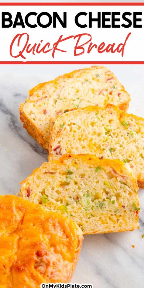 Ham And Cheese Quick Bread, Recipes Using Bread Slices, Bacon Cheese Bread Recipe, Bacon Cheddar Bread, Bacon And Cheese Bread, Bacon Cheese Bread, Bacon Bread Recipe, Honey Glazed Roasted Carrots, Bacon Bread