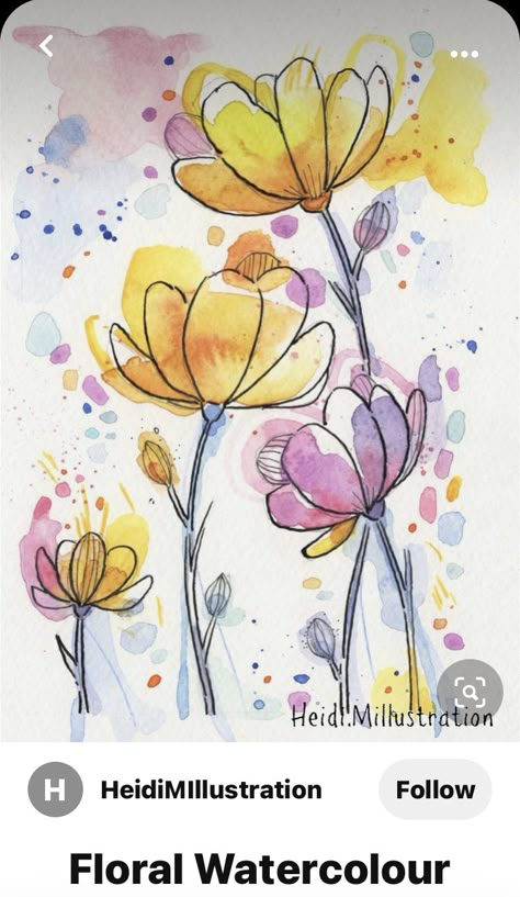 Minimalistic Tattoo Ideas, Minimalistic Tattoo, Arte Doodle, Watercolor Flowers Tutorial, Watercolor Paintings For Beginners, Flower Art Drawing, Diy Watercolor Painting, Crafts Easter, Easter Decorations Christian