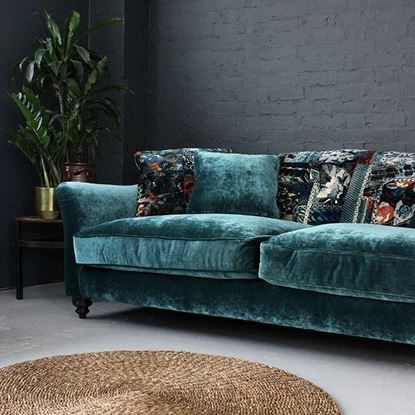 Teal Velvet Couch, Teal Velvet Sofa, French Style Living Room, Sofa Workshop, Teal Sofa, Single Size Bed, Colourful Living Room Decor, Bespoke Sofas, Lyme Regis