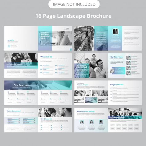 16 page landscape brochure template | Premium Vector #Freepik #vector #brochure #business #template #blue Company Brochure Design, Brochure Design Layouts, Document Design, Infographic Layout, Business Brochure Design, Magazine Layouts, Documents Design, Design Layouts, Report Design