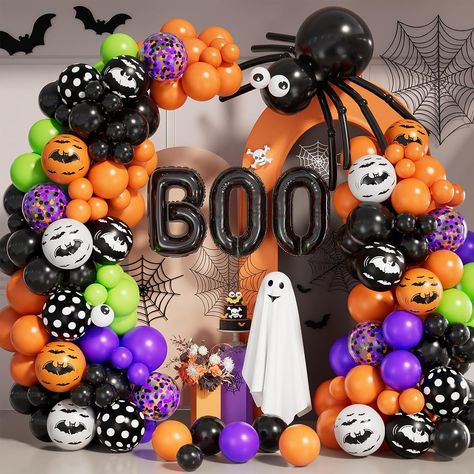 Fall party halloween party fallnails falloutfit halloweennails2023 decorations Halloween Balloon Arch, Halloween Theme Birthday, Halloween Birthday Party Decorations, Green Arch, Balloon Wreath, Halloween Balloon, Halloween Party Balloons, Orange Balloons, Balloons Decorations