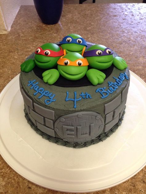 27+ Great Image of Ninja Turtle Birthday Cakes Ninja Turtle Birthday Cakes Tmnt Cake I Made For My Sons 4th Birthday I Used Fondant For The  #CoolBirthdayCakes Ninja Turtle Birthday Cake, Turtle Birthday Cake, Teenage Mutant Ninja Turtle Cake, Ninja Cake, Tmnt Cake, Turtle Birthday Parties, Tmnt Birthday, Ninja Turtles Birthday Party, Ninja Turtle Cake