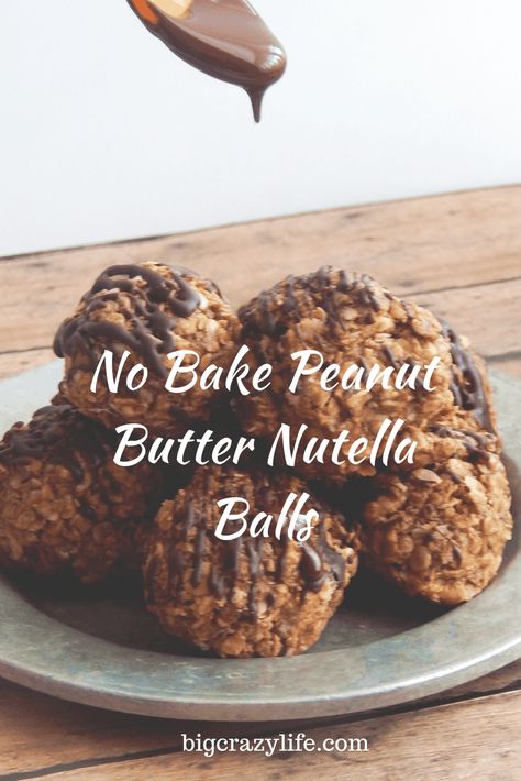 Easy no-bake refrigerator peanut butter Nutella balls. #nutella #nobake #refridgeratorcookies #panutbutterballs Nutella Balls No Bake, Nutella Oat Balls, Nutella Recipes Easy No Bake, Quick Nutella Snacks, Nutella Peanut Butter Recipes, Peanut Butter And Nutella Recipes, Healthy Nutella Snacks, Nutella Balls, Nutella No Bake