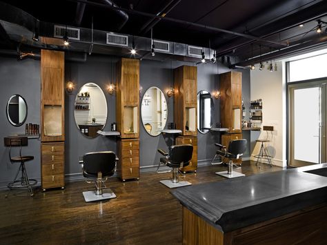 Industrial Salon Design, Barbershop Design Interior, Best Barber Shop, Hair Salon Interior Design, Salon Interior Design Ideas, Barber Shop Interior, Salon Design Ideas, Salon Lighting, Nail Salon Interior Design