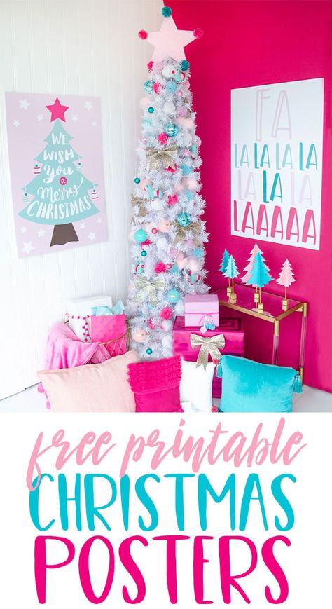 FREE PRINTABLE Christmas Poster by Lindi Haws of Love The Day #christmasbackdrop #freeprintable #diychristmas #christmastreeideas #pinkchristmas Diy Paper Christmas Tree, Winter Entertaining, Colorful Christmas Decorations, Christmas Pics, Modern Christmas Decor, Christmas Doodles, Christmas Interiors, Paper Christmas Tree, Christmas Planner