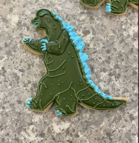 Godzilla Decorations, Godzilla Party, Godzilla Birthday Party, Godzilla Birthday, Godzilla Funny, King Kong Vs Godzilla, Banana Cookies, Cookie Inspiration, Perfect Cookie