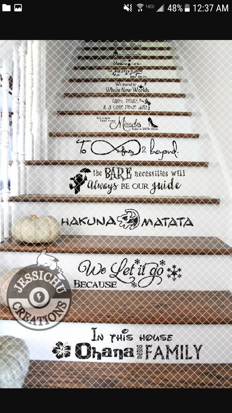 Disney Stairs, Magical Stick, Stairs Vinyl, Casa Disney, Deco Disney, Stair Decals, Inspired Quotes, Matte Colors, Disney Rooms