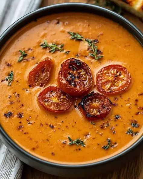 Roasted Tomato And Garlic, Lobster Cream Sauce, Quick Soup Recipes, Garlic Bulbs, Quick Soup, Garlic Soup, Roasted Tomato Soup, Roasted Tomato, Family Cooking