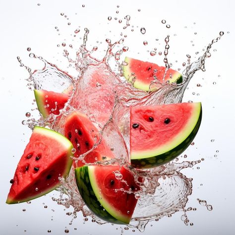 Beautiful splash water with watermelon Can Watermelon, Fruit In Water, Watermelon Splash, Photo Beautiful, In Water, Premium Photo, 1 Million, Watermelon, Juice