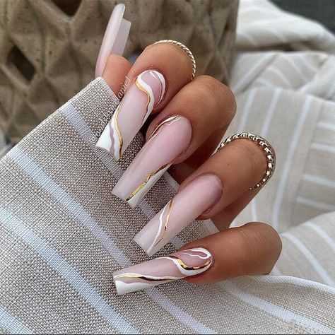 Pink And White Nails, Pretty Tips, Unghie Sfumate, Long Acrylic Nail Designs, Her Nails, Long Acrylic Nails Coffin, Bling Acrylic Nails, Square Acrylic Nails, Luxury Nails