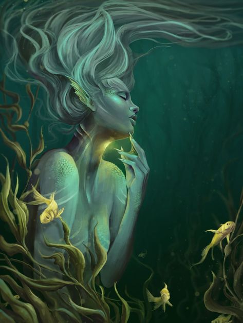 Siren's Song by LukeFitzsimons on DeviantArt Magic Creatures, Dark Mermaid, Mermaid Artwork, Siren Mermaid, Images Disney, Water Nymphs, Mermaid Drawings, Mermaid Painting, Mermaid Aesthetic