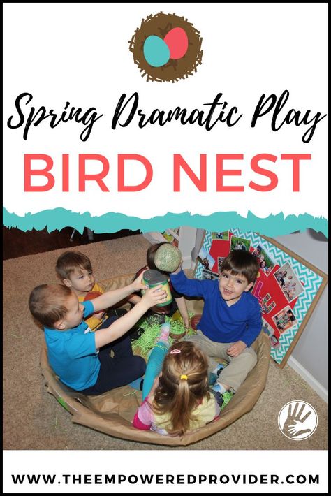 Bring spring to life indoors by adding this adorable bird nest to your dramatic play space for toddlers and preschoolers. A great spring dramatic play idea! Spring Dramatic Play, Build A Bird Nest, Dramatic Play Space, Dramatic Play Activities, Spring Preschool Activities, Dramatic Play Themes, Make A Bird, Drama Activities, High School Art Lesson Plans