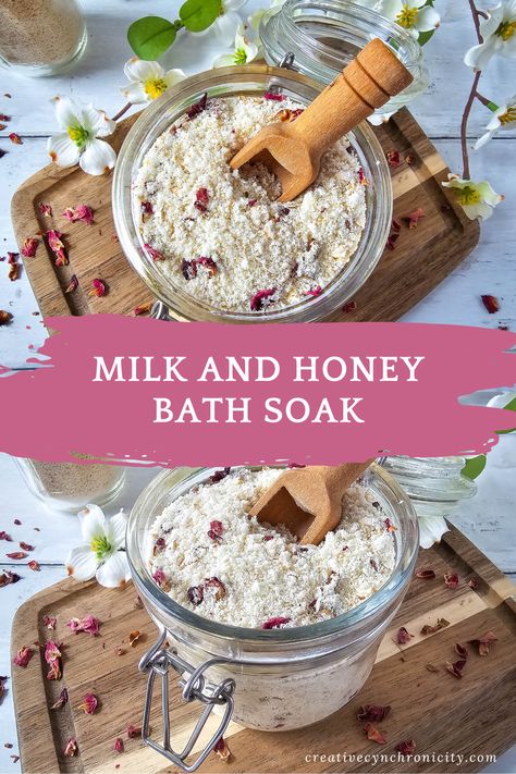 Milk and Honey Bath Soak - Creative Cynchronicity Milk And Honey Bath Soak, Honey Bath Soak, Diy Milk Bath, Milk And Honey Bath, Halloween Candy Bark, Milk Bath Recipe, Beef Barbecue, Honey Bath, Coconut Milk Bath