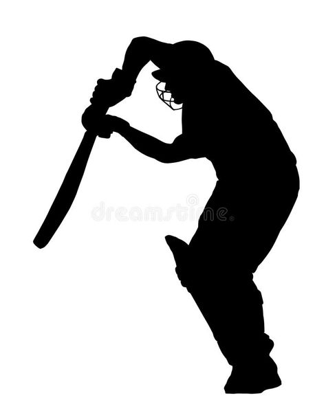 Sport Silhouette - Cricket Batsman Blocking Ball vector illustration Cricket Illustration, Cricket Batsman, Sport Silhouette, Ball Vector, Cricket Games, Cricket Balls, Cricket Bat, Clipart Black And White, Human Silhouette