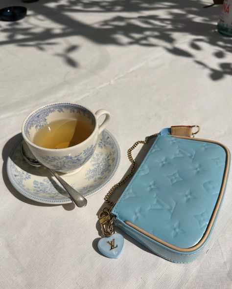 pinky’s up! | Instagram Audrey Peters, Dirty Air, Tea Break, Blue Outfit, Lv Bag, Tea, Blue, Instagram