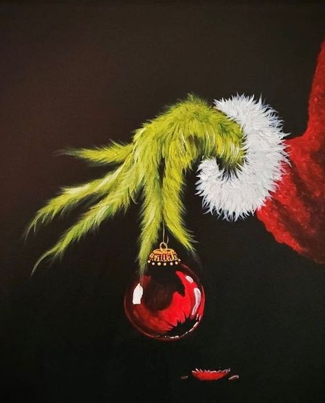 Christmas Paintings Grinch, Holiday Painting Ideas On Canvas, Grinch Chalkboard Art, Grinch Painting Ideas, The Grinch Painting, Grinch Painting On Canvas, Grinch Paintings, Holiday Painting Ideas, Grinch Canvas