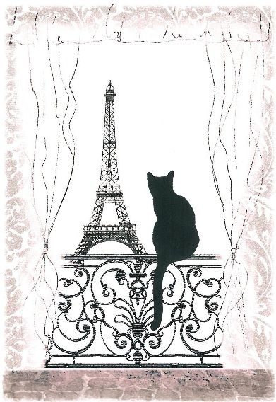 Cat & Eiffel Tower, Paris Paris Cat, Art Parisien, Black Cat Art, A Black Cat, Cat Artwork, Paris Art, The Eiffel Tower, Cat Painting, Cat Illustration