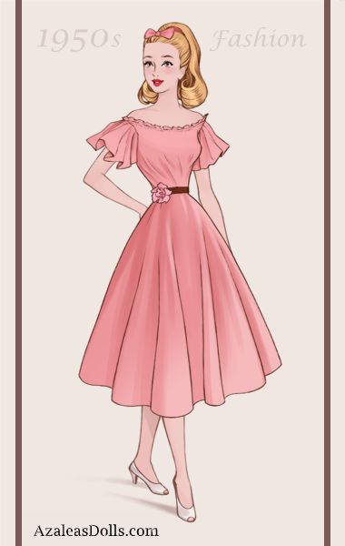 1950s Fashion Dresses, Fashion Design Books, Look Rose, Vintage Fashion 1950s, Disney Princess Fashion, 20th Century Fashion, Fashion Illustration Dresses, Dress Drawing, Vestidos Vintage