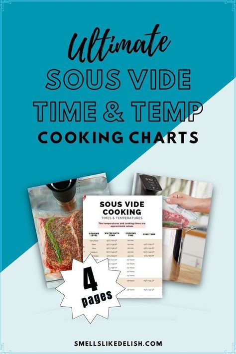 This innovative technique involves precisely controlling the 
water temperature surrounding your food, ensuring perfectly cooked food 
every single time. 
But with so many variables and endless recipe options, determining 
the ideal sous vide cooking time and temperature can be confusing at 
times. Get your 4 page sous vide time and temperature cooking charts for just $9.99! Frozen Casserole Recipes, Sous Vide Cooking Times, Water Bath Cooking, Cooking Charts, Sous Vide Chicken Breast, Vegetable Bread, Temperature Chart, Sous Vide Recipes, Cooked Food