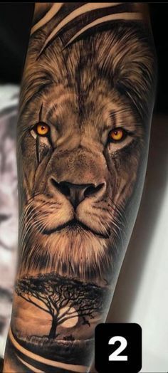 Tattoo Lion King, Cake Lion, Lion Leg Tattoo, Lion Arm Tattoo, Lion Shoulder Tattoo, Lion Forearm Tattoos, Tree Tattoo Arm, Tiger Tattoo Sleeve, Animal Sleeve Tattoo