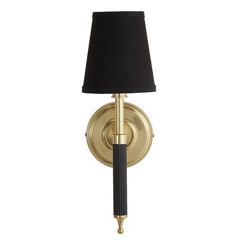 Maddox Brass & Black Wall Sconce Fixture with Shade Fireplace Sconces, Lighting Wall Sconces, Wall Sconces Living Room, Moody Decor, Sconces Living Room, Wall Lights Living Room, Entryway Wall, Chandelier Shades, Black Wall