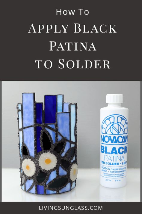 how to apply black patina pinterst Glass Art Techniques, Glass Art Design, Glass Art Pictures, Sun Glass, Making Stained Glass, Wine Glass Art, Glass Art Projects, Beach Glass Art, Stained Glass Lamps