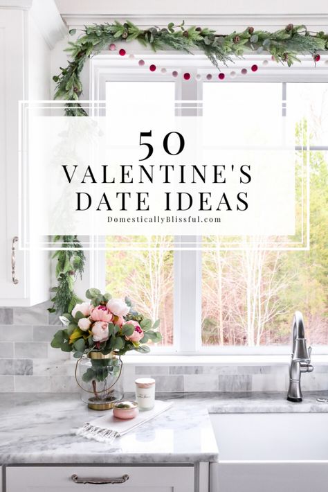 50 Valentine's Date Ideas for the month of love to enjoy with your special someone this February! | February date ideas to help you make new memories with your spouse. | Valentine's Day date ideas that you can enjoy year after year. | Free printable date ideas list for Valentine's Day. | February Date Ideas, At Home Valentines Day Ideas, Date Ideas For Boyfriend, Date Ideas List, Month Of Love February, Valentine Date Ideas, Valentines Day Date Ideas, Valentines Date Ideas, Day Date Ideas