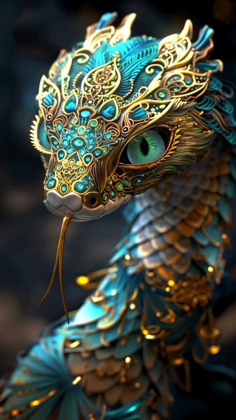 Mythical Snake Art, Snake Dragon Art, Snake Digital Art, Fantasy Snake, Snake Photography, Snake Artwork, Magic Snake, Winged Serpent, Dragon Snake