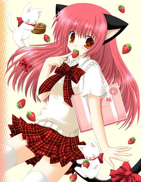 Cherry :D <3 2000s Art, Moe Anime, 5 Anime, Old Anime, Anime Cat, Kawaii Art, Cat Girl, Pics Art, Wallpaper Pc