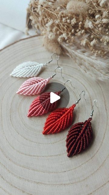 Macrame Leaf Tutorial How To Make, Macrame Leaf Tutorial, Micromacrame Tutorial, Macrame Earrings Tutorial, Leaf Earring, Macrame Earrings, March 25, Micro Macrame, Leaf Earrings