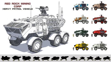 Sci Fi Mining, Concept Art Sci Fi, Sci Fi Tank, Sci Fi Ships, Technology Art, Expedition Vehicle, Army Vehicles, Futuristic Technology, Red Rock