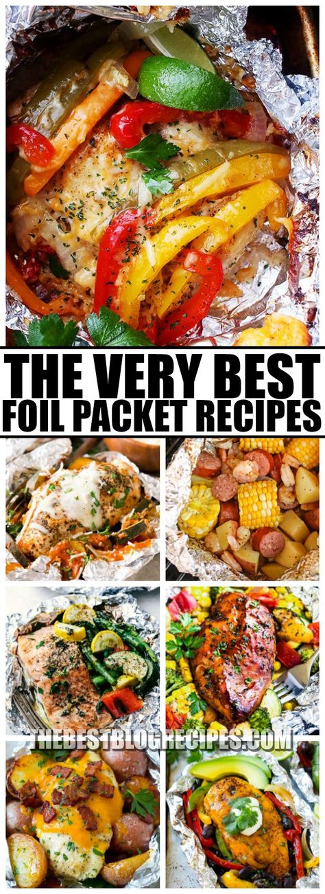 Foil Packet Recipes, Recipes For Grilling, Grilled Foil Packets, Tin Foil Dinners, Camping Food List, Foil Pack Dinners, Foil Packet Dinners, Foil Pack Meals, Foil Dinners