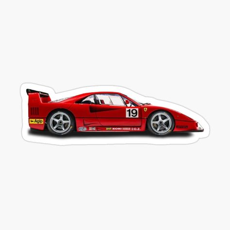 Compra mis diseños en productos de calidad. Apóyame en Redbubble #RBandME: https://www.redbubble.com/es/i/pegatina/Coche-de-carreras-cl%C3%A1sico-rojo-Ferrari-F40-de-VibeVerseStudio/163306300.EJUG5?asc=u Ferrari F40, Ferrari