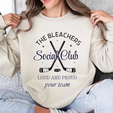 ActiveAllureDesigns - Etsy Hockey Team Names, Hockey Mom Gifts, Hoodie Customize, The Bleachers, Mama Crewneck, Vip Club, Hockey Mom, Bleachers, Club Shirts