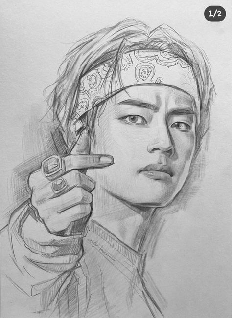 Bts V Portrait Drawing, Taehyung Drawing, Illustration Art Drawing Sketches, Drawings Of Animals, Taehyung's Art, Bus Art, Pencil Sketch Images, Art Drawings Sketches Pencil, Beauty Art Drawings