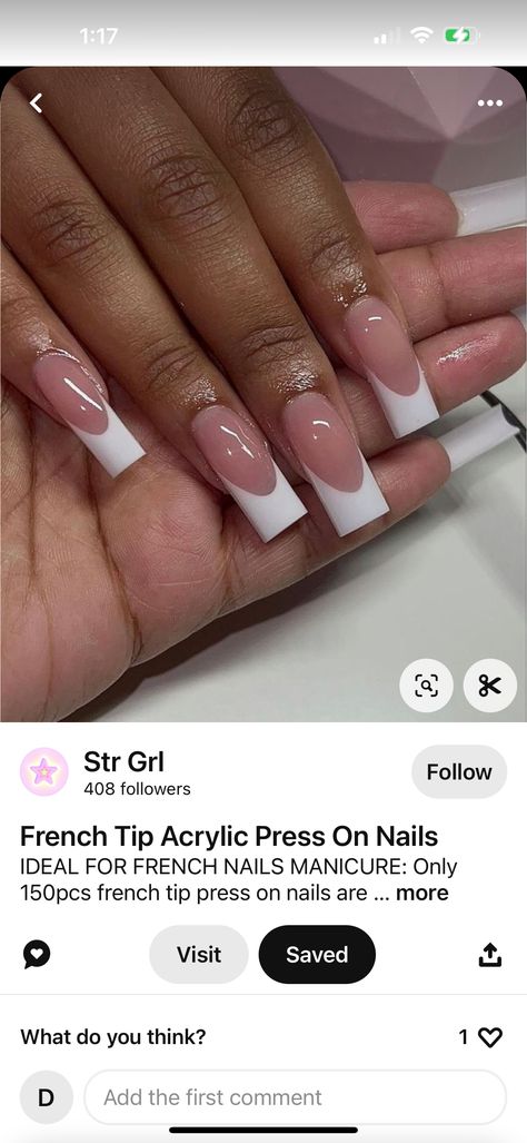 Simple French Tip Nails Long, French Tip Nails With One Solid Color, High French Tip Nails, French Tip Black Women, Thick French Nails, Straight French Tip Nails, Chunky French Tip Nails, Thick French Tip, Deep French Tip