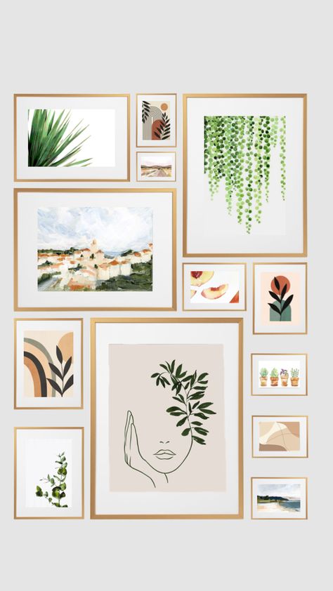 Gallery Wall With Plants, Frame Plants, Bohemian Bungalow, Frame Wall Collage, Plants Aesthetic, Aesthetic Shuffles, Collage Picture Frames, Plant Photography, Unframed Art Prints