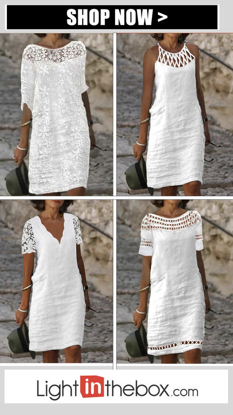 Dresses For Women Classy, Linen Dress Casual, Classic Linen Dress, Linen Casual Dress, White Linen Dress, Wedding Apparel, Over 60 Fashion, Linen Dress Women, White Linen Dresses