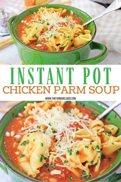 Chicken Parm Soup Recipe, Chicken Parm Soup, Easy Instant Pot Soup, Chicken Parmesan Soup Recipe, Easy Chicken Parm, Parm Soup, Instant Pot Chicken Parmesan, Chicken Parmesan Soup, Easy Crockpot Soup