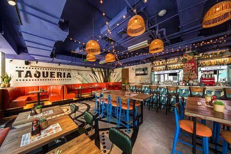 Taqueria Design, Mexican Restaurant Design, Mexican Restaurant Decor, Mexican Bar, Mexican Interiors, Taco Restaurant, Restaurant Design Inspiration, Restaurant London, Tequila Bar