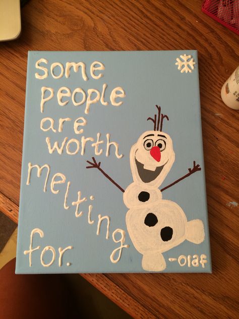 Olaf canvas quote Frozen Canvas Painting Easy, Olaf Canvas Painting, Olaf Painting On Canvas Easy, Cute Things To Paint For Your Best Friend, Infinity Canvas Painting, Easy Canvas Painting For Best Friends, Big Canvas Paintings Easy, Bff Painting Ideas On Canvas Easy, Frozen Painting Ideas