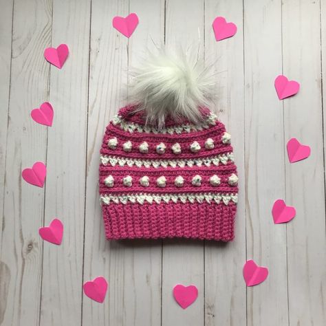 Valentines Day Crochet Patterns, Temperature Blanket Crochet, Valentines Day Crochet, Valentine Hats, Crochet Baby Cap, Crochet Valentines, Heart Project, Crochet Valentine Patterns, Temperature Blanket