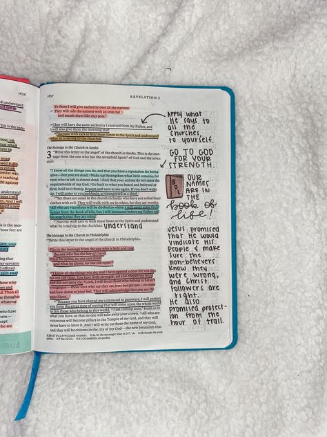 Bible Journaling Revelation, Bible Highlighting, Revelation Bible Study, Revelation 2, Bible Journal Notebooks, Revelation Bible, Bible Drawing, Bible Doodling, Bible Journal Notes