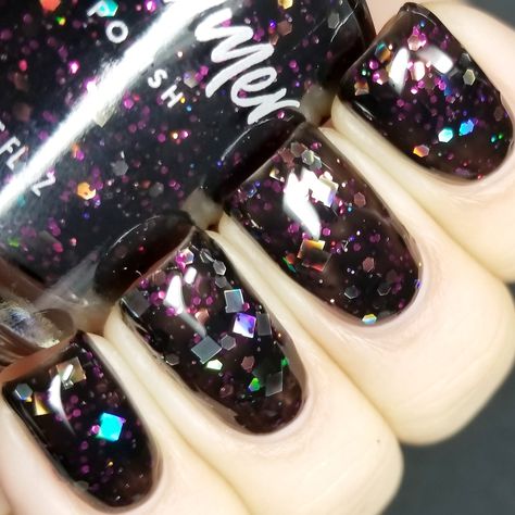 PRICES MAY VARY. Black and Pink Glitter Jelly Polish Does NOT contain Toluene, Formaldehyde, or Dibutyl Phthalate Flat Brush for Easy Application Full Sized 15 ml Bottle Best Worn As 3 Coats or Layered Over Black The lights go down, and the girls come out. Costumes, make-up, flash and flair, a show in Vegas is a sight to be seen. Inspired by those dancers this polish starts with a semi-sheer base of black. Deep enough to cover in two coats, but sheer enough that the glitters can show through. We Sparkle French Manicure, Pink Glitter Nail Polish, Pink Glitter Nail, Peppi Gel, Nail Striping Tape, Holographic Glitter Nails, Shimmer Nail Polish, Pink Holographic, Pink Glitter Nails