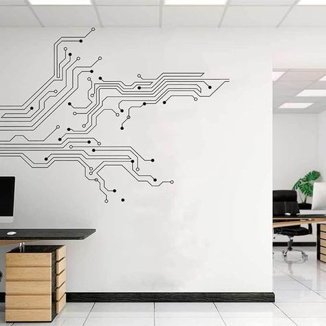 Amazon.com: RTYUIHN Circuit Board Technology, Vinyl Wall Stickers, Game Room, Computer IT Software, Science, Wall Stickers, Wall Decoration, Art Decals : Tools & Home Improvement Corkboard Decoration Ideas, Room Computer, Computer Theme, Science Aesthetic, Science Wall, Tech Room, Classroom Interior, Science Decor, Room Wall Painting