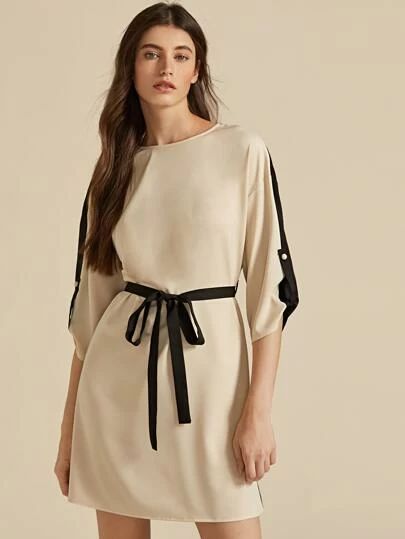 Casual Dresses | SHEIN USA Dresses Shein, Boho Dresses, Round Neck Dresses, Dresses Elegant, Dress 16, Comfortable Dress, Pop Fashion, Women Dresses, Belted Dress