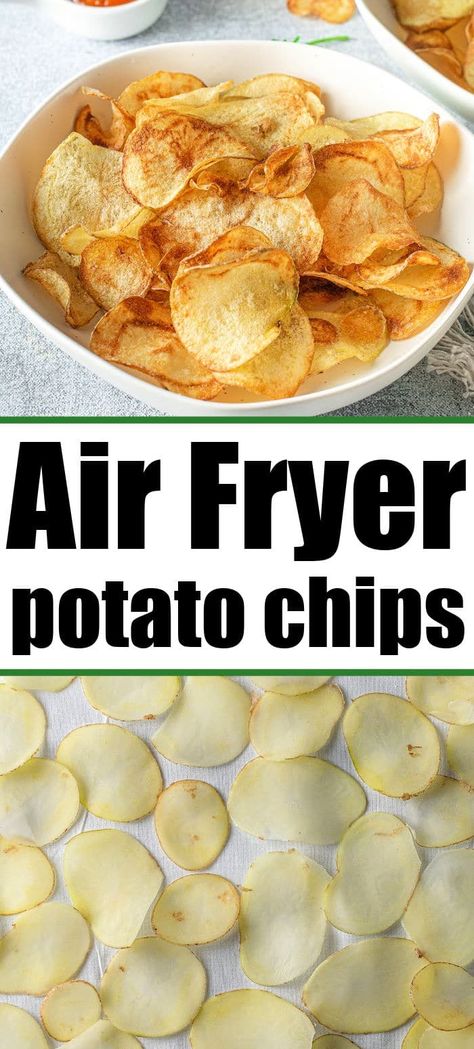 How to make russet potato chips with regular or dark russet potatoes. Deep fried or healthier as air fryer russet potato chips. #potatochips #airfryerpotatochips #russetpotatochips Air Fryer Chips, Air Fryer Potato Chips, Air Fry Potatoes, Air Fryer Potato, Potato Chip Recipes, Air Fryer Recipes Snacks, Cooks Air Fryer, Air Fried Food, Air Fryer Oven Recipes