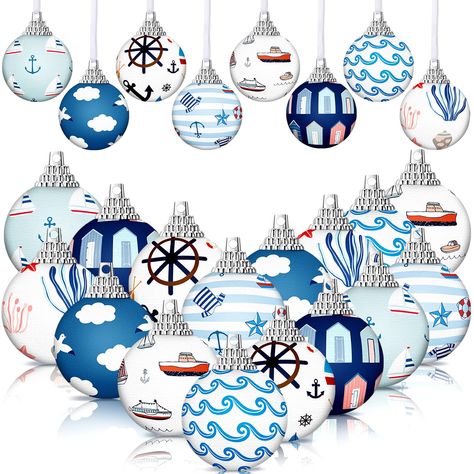 PRICES MAY VARY. Complete Ornament Package: you will receive 16 pcs summer tree ornaments, 8 styles, 2 of each style; With plenty of cute pieces, you can lend an ideal summer touch to your space; Enough to satisfy your decorating needs, this pack ensures that every corner of your space reflects the vibrant beauty of summer Delightful Nautical Ocean Ball Theme: our nautical ocean balls ornaments are designed to delight your summer; With the vibrant colors of summer and lively hues, these nautical Nautical Christmas Tree, Nautical Christmas Ornaments, Boat Theme, Nautical Party Decorations, Summer Tree, Nautical Christmas, Nautical Party, Ball Decorations, Hawaiian Party