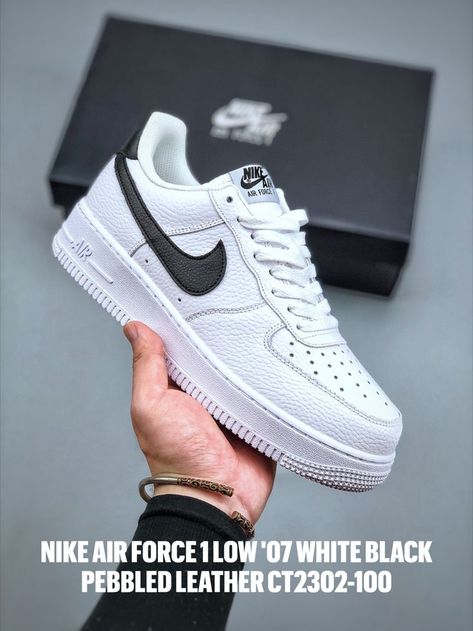 Nike Air Force 1 Low '07 White Black Pebbled Leather CT2302-100 Nike Force, Nike Air Jordan Retro, Sport Shoes Men, Hawaiian Outfit, Nike Air Force 1 Low, Retro Shoes, Air Force 1 Low, Cheap Shoes, Nike Air Force 1